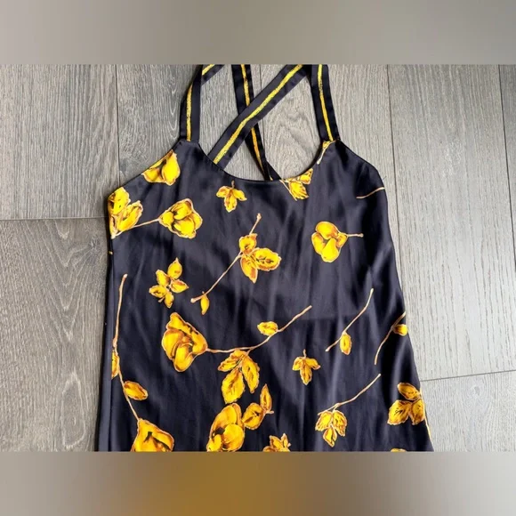 Vintage 90s Victoria's Secret Halter Maxi Floral Slip Dress in Black / Yellow - Picture 6 of 6